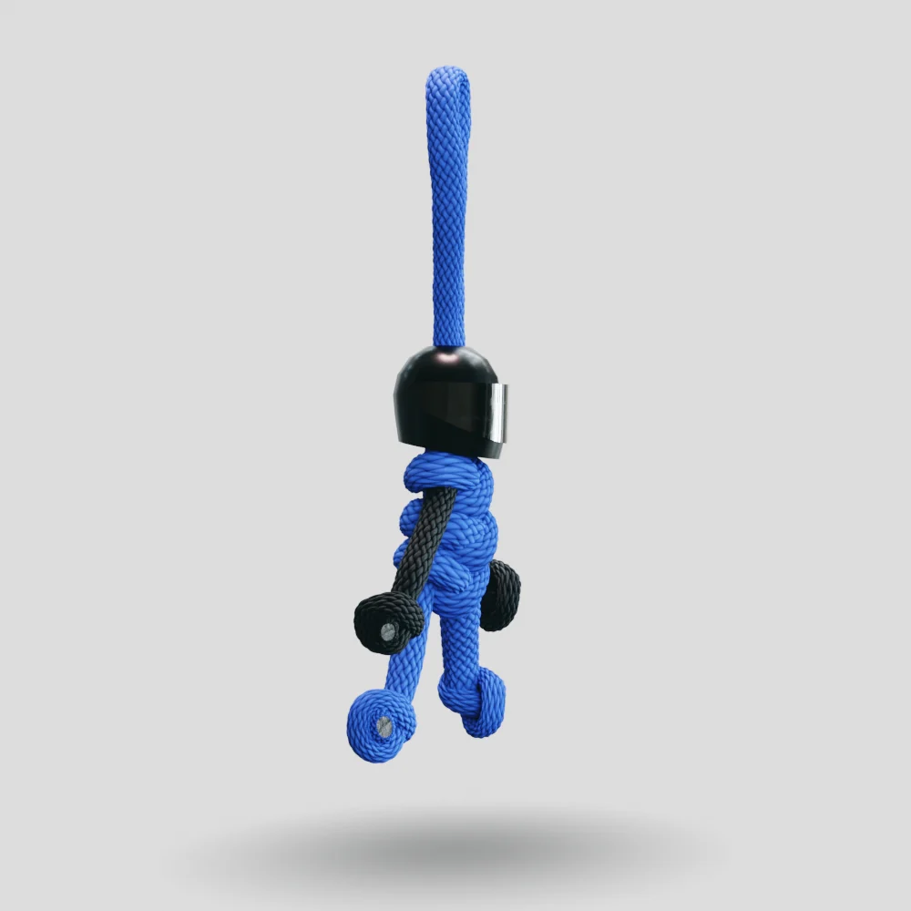 Black Blue Biker Buddy Paracord Keychain - Image 10