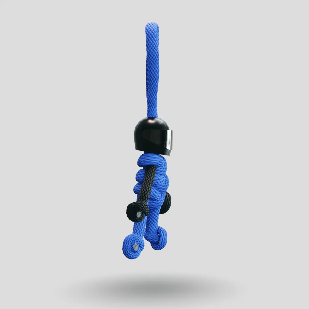 Black Blue Biker Buddy Paracord Keychain - Image 11