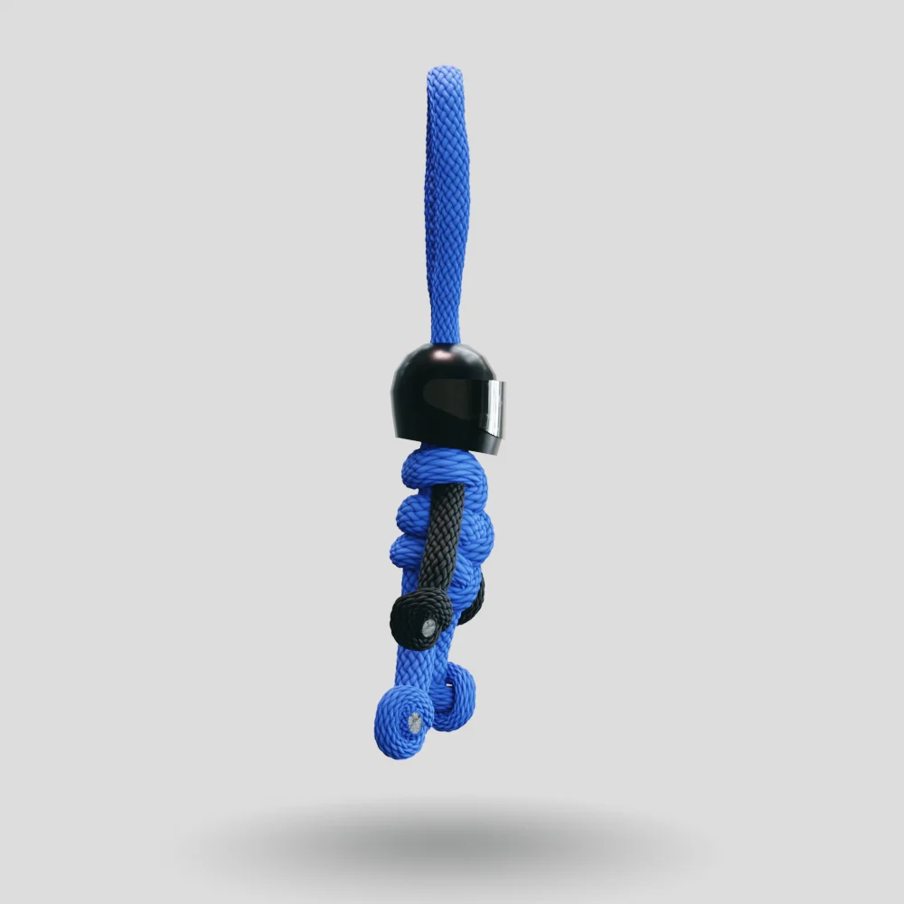 Black Blue Biker Buddy Paracord Keychain - Image 12