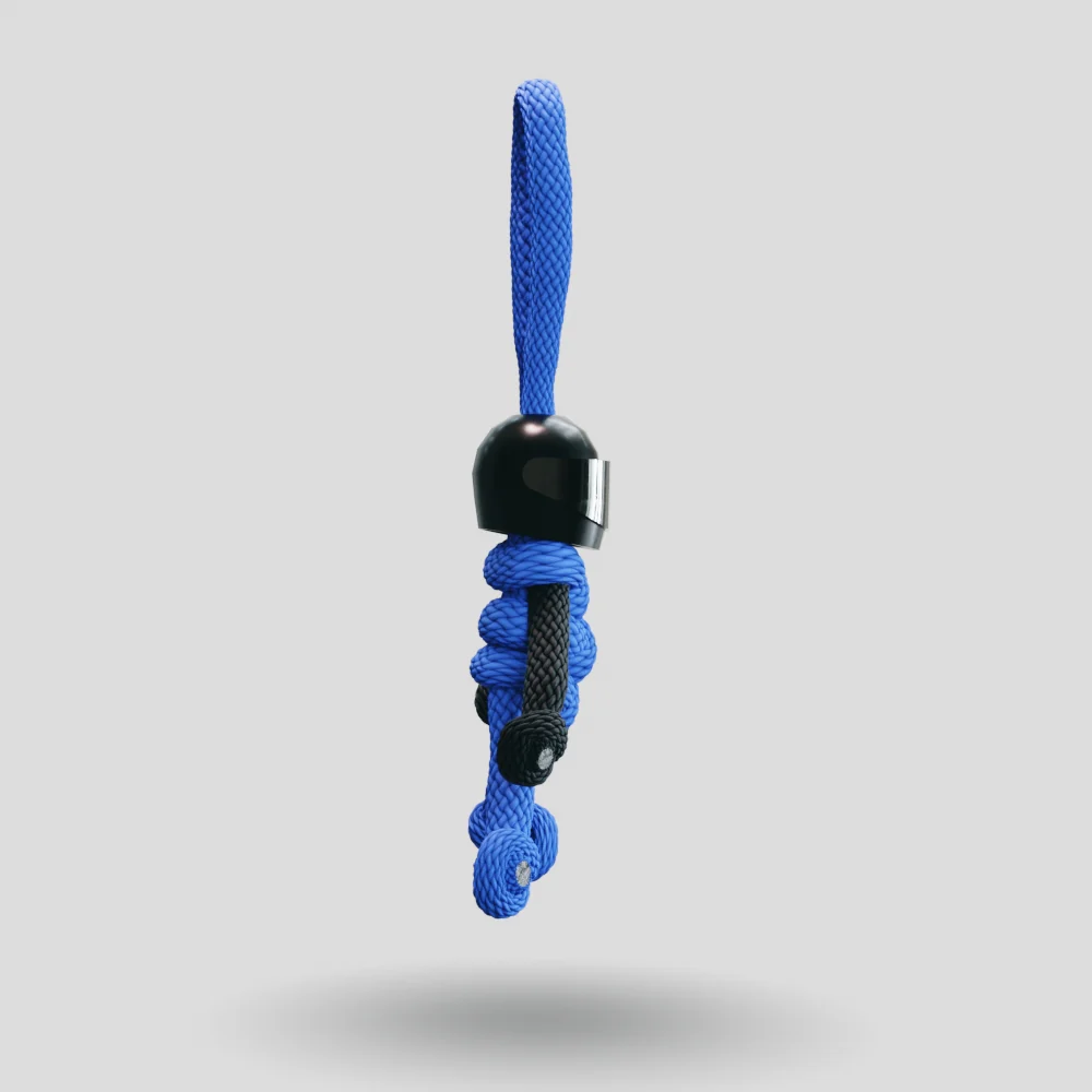 Black Blue Biker Buddy Paracord Keychain - Image 13