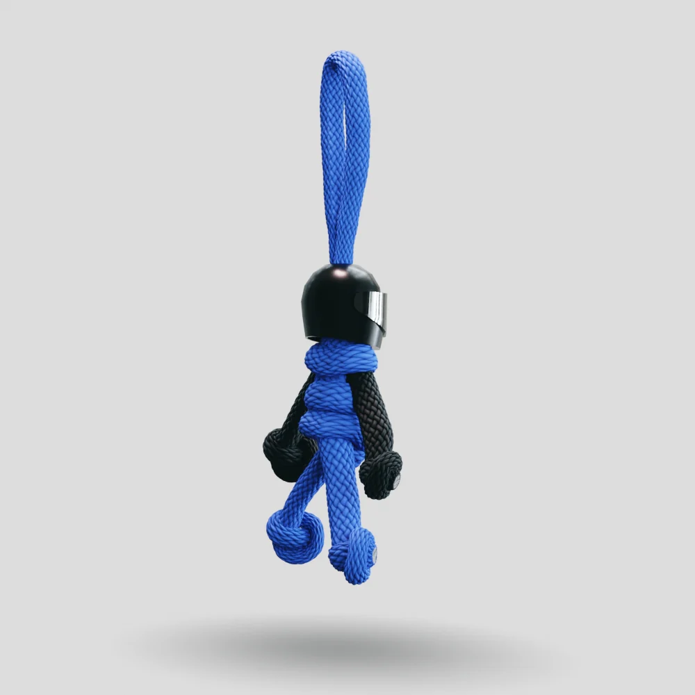 Black Blue Biker Buddy Paracord Keychain - Image 16