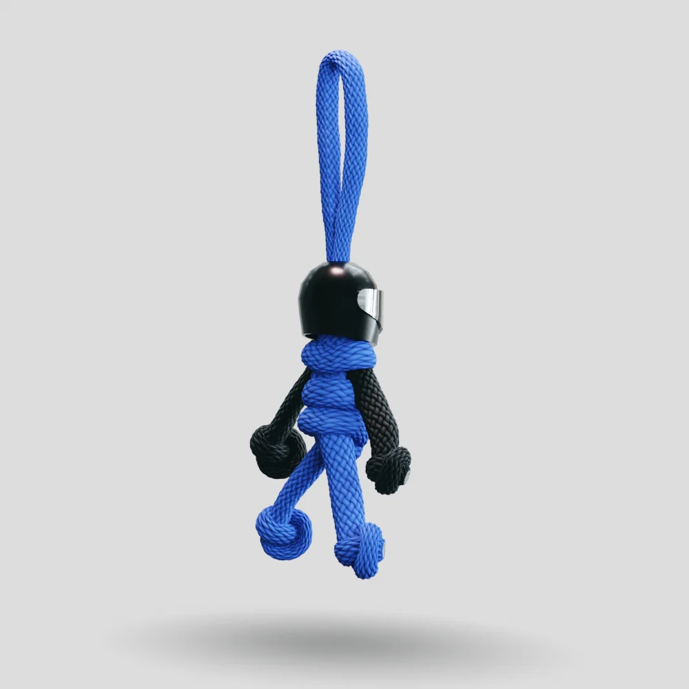 Black Blue Biker Buddy Paracord Keychain - Image 17