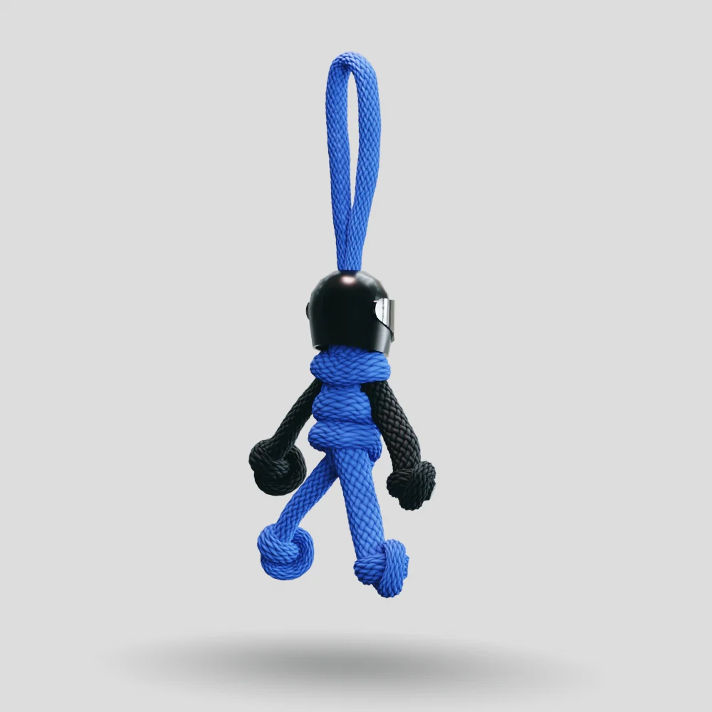 Black Blue Biker Buddy Paracord Keychain - Image 18