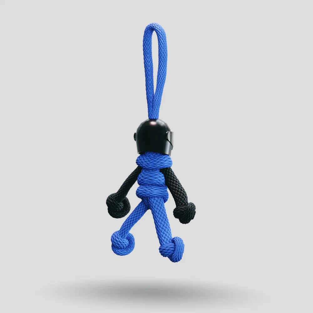 Black Blue Biker Buddy Paracord Keychain - Image 19