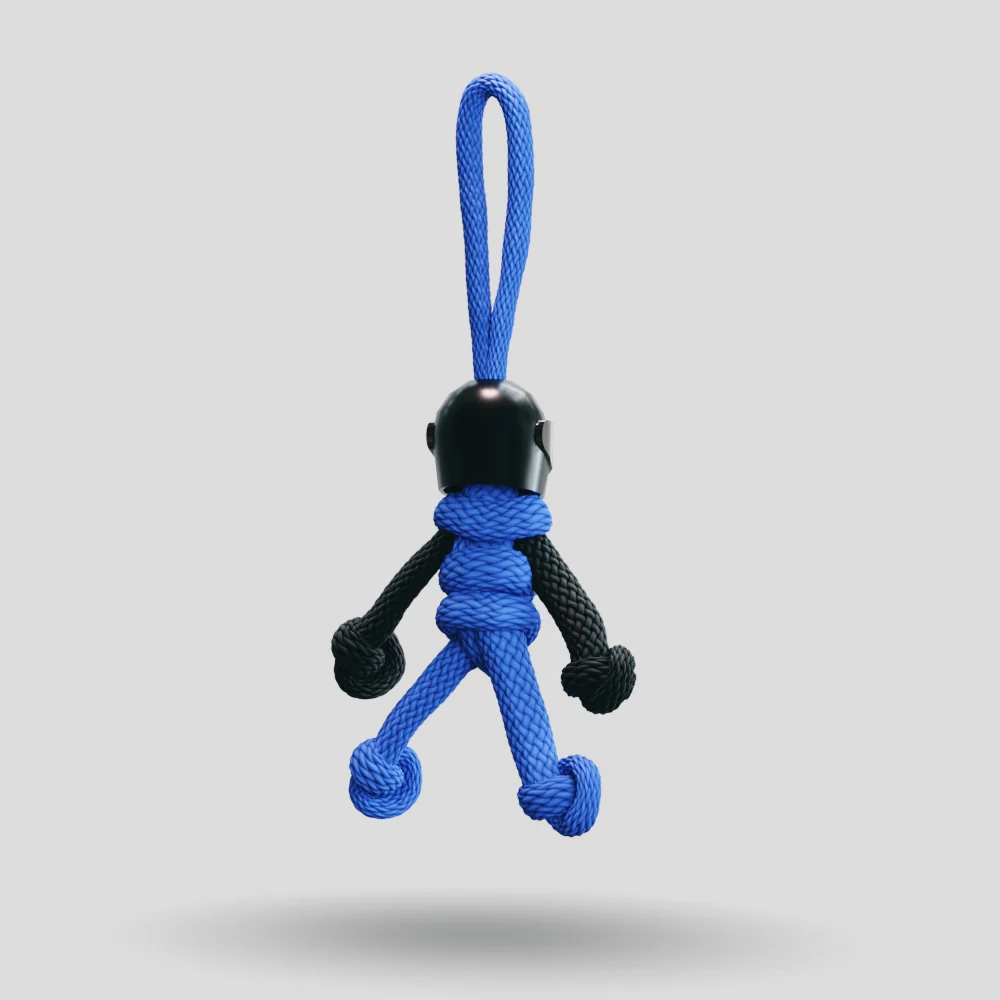 Black Blue Biker Buddy Paracord Keychain - Image 20