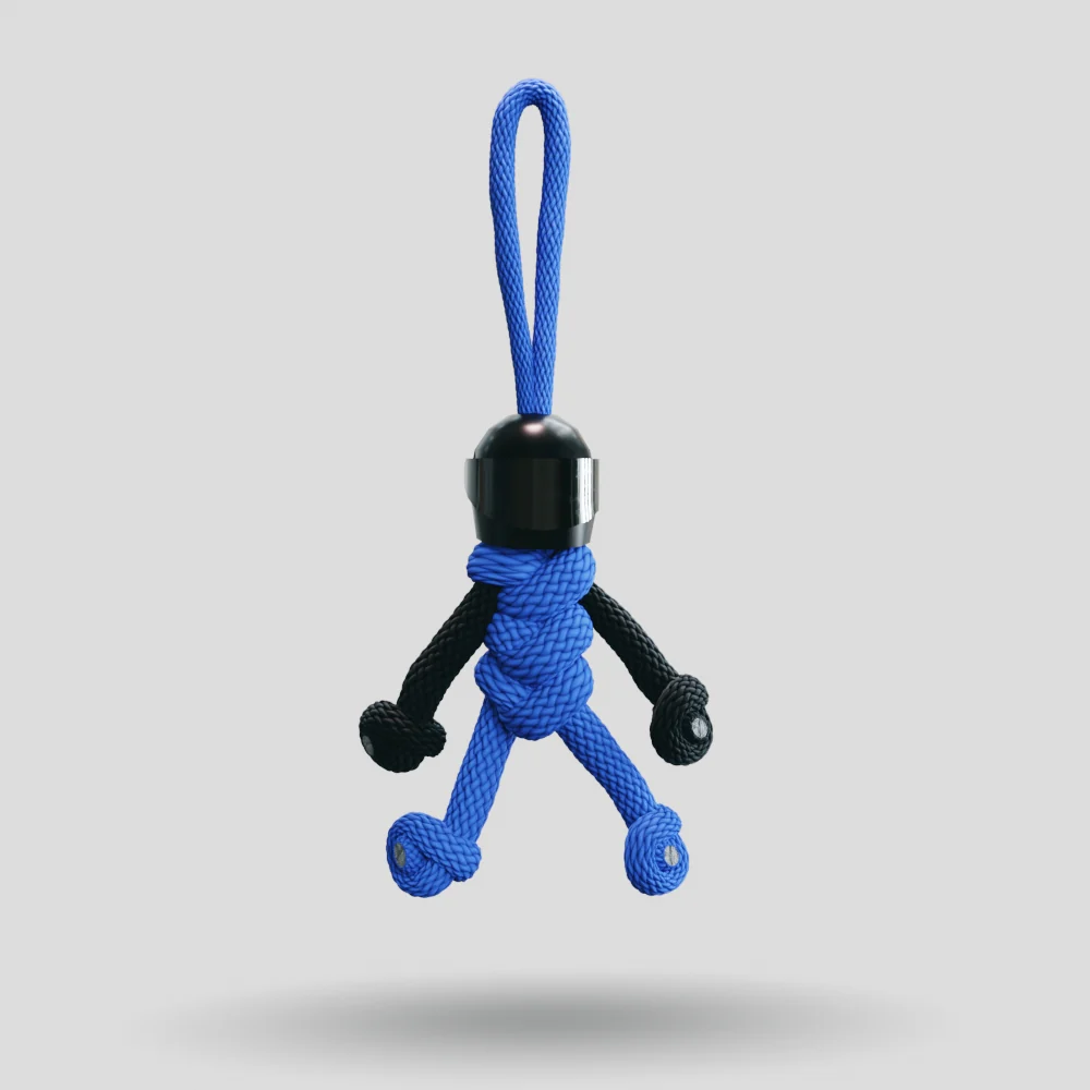 Black Blue Biker Buddy Paracord Keychain - Image 3