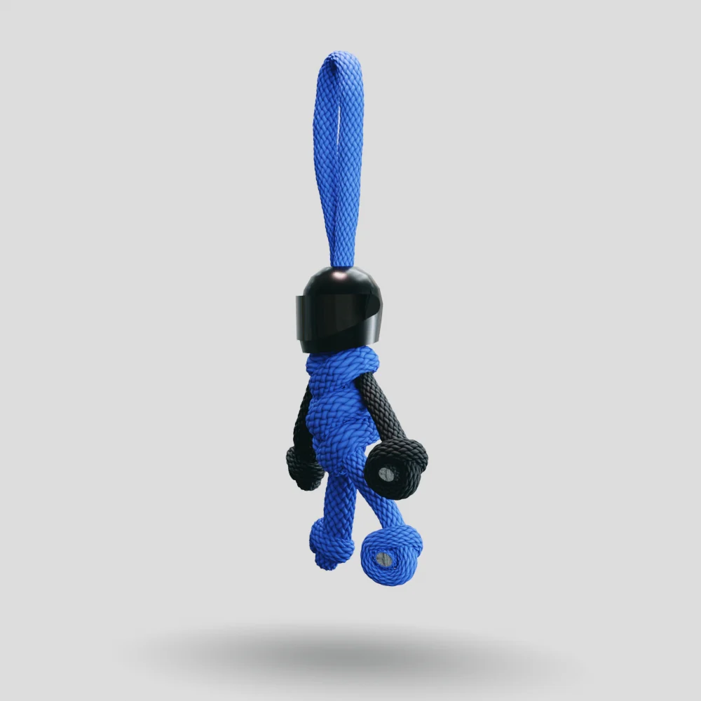 Black Blue Biker Buddy Paracord Keychain - Image 36