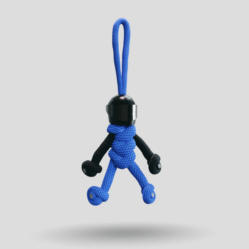 Black Blue Biker Buddy Paracord Keychain - Image 4
