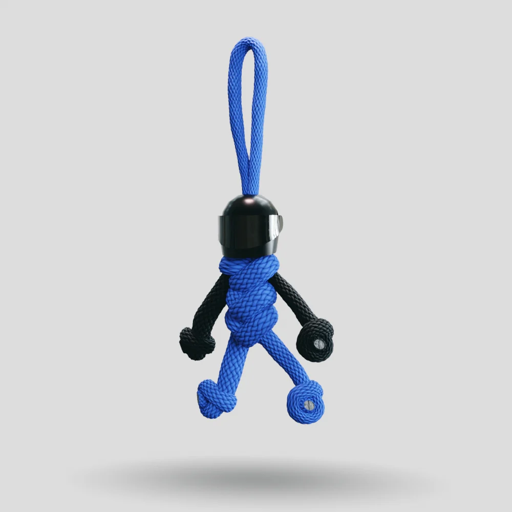 Black Blue Biker Buddy Paracord Keychain - Image 40
