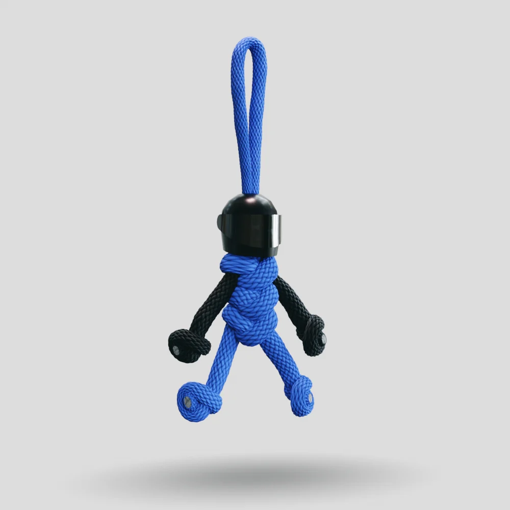 Black Blue Biker Buddy Paracord Keychain - Image 5