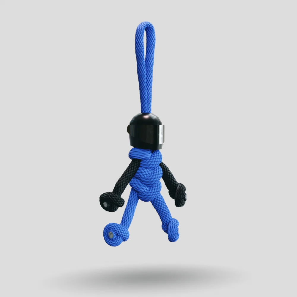 Black Blue Biker Buddy Paracord Keychain - Image 6