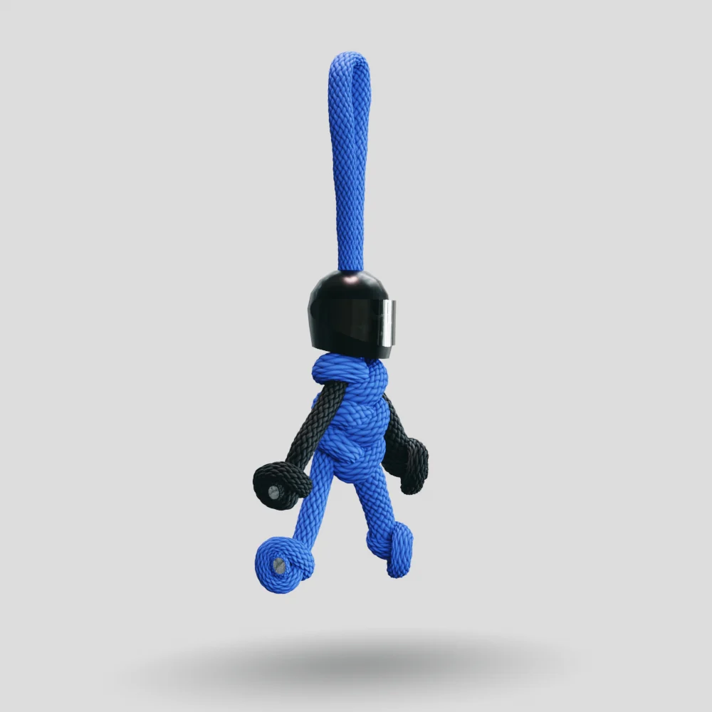 Black Blue Biker Buddy Paracord Keychain - Image 8