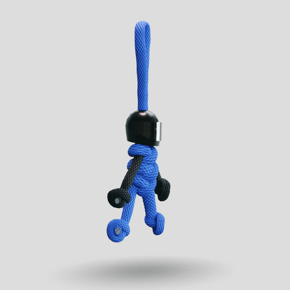 Black Blue Biker Buddy Paracord Keychain - Image 9