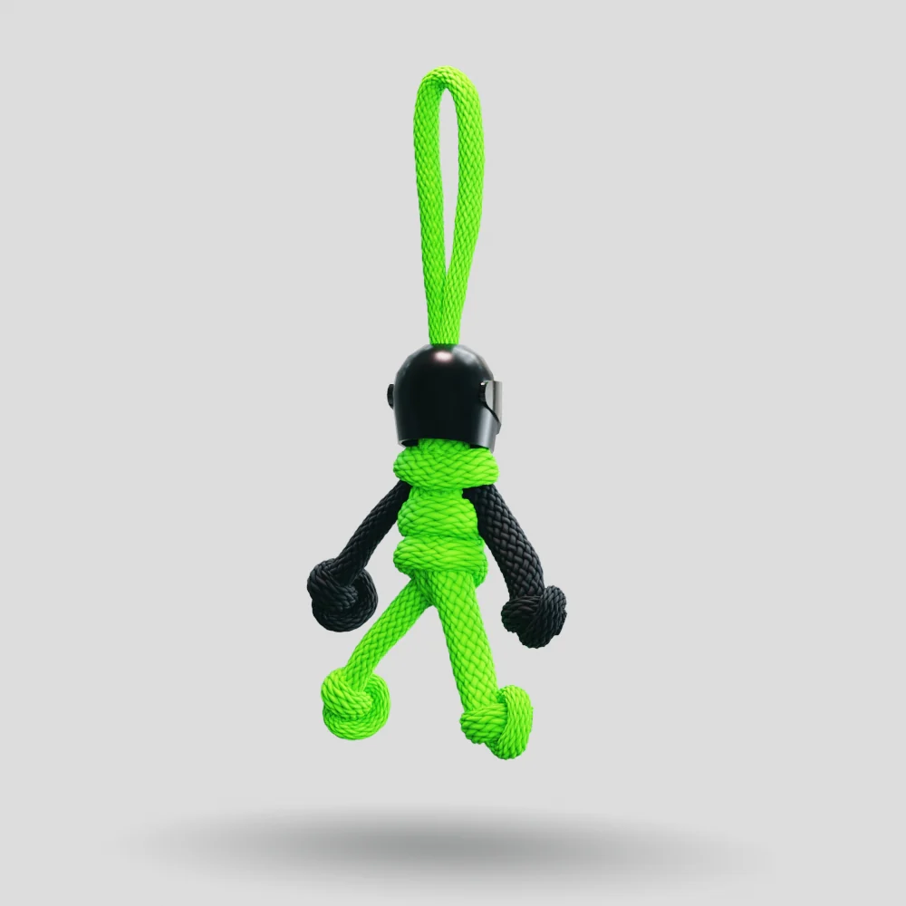 Black Green Biker Buddy Paracord Keychain - Image 19