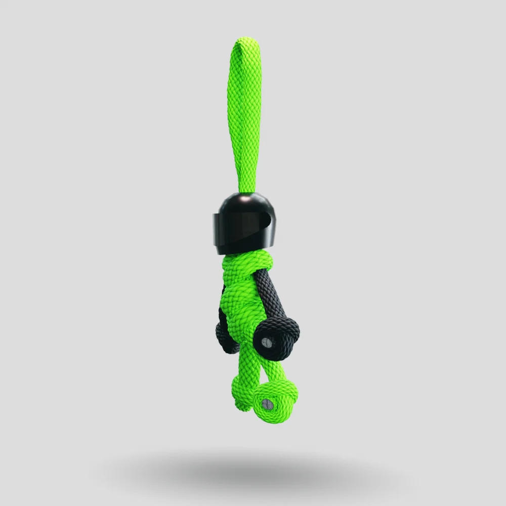Black Green Biker Buddy Paracord Keychain - Image 35