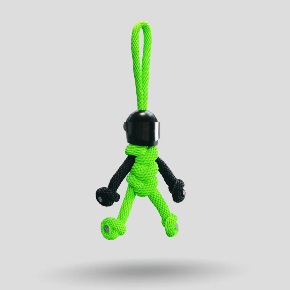 Black Green Biker Buddy Paracord Keychain - Image 5