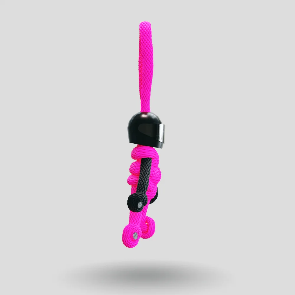 Black Hot Pink Biker Buddy Paracord Keychain - Image 12