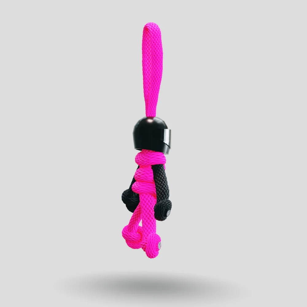Black Hot Pink Biker Buddy Paracord Keychain - Image 15