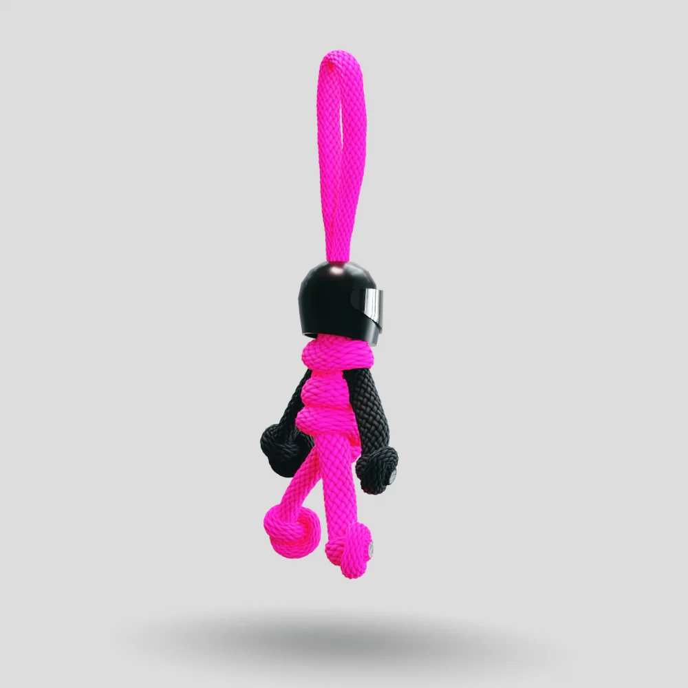 Black Hot Pink Biker Buddy Paracord Keychain - Image 16