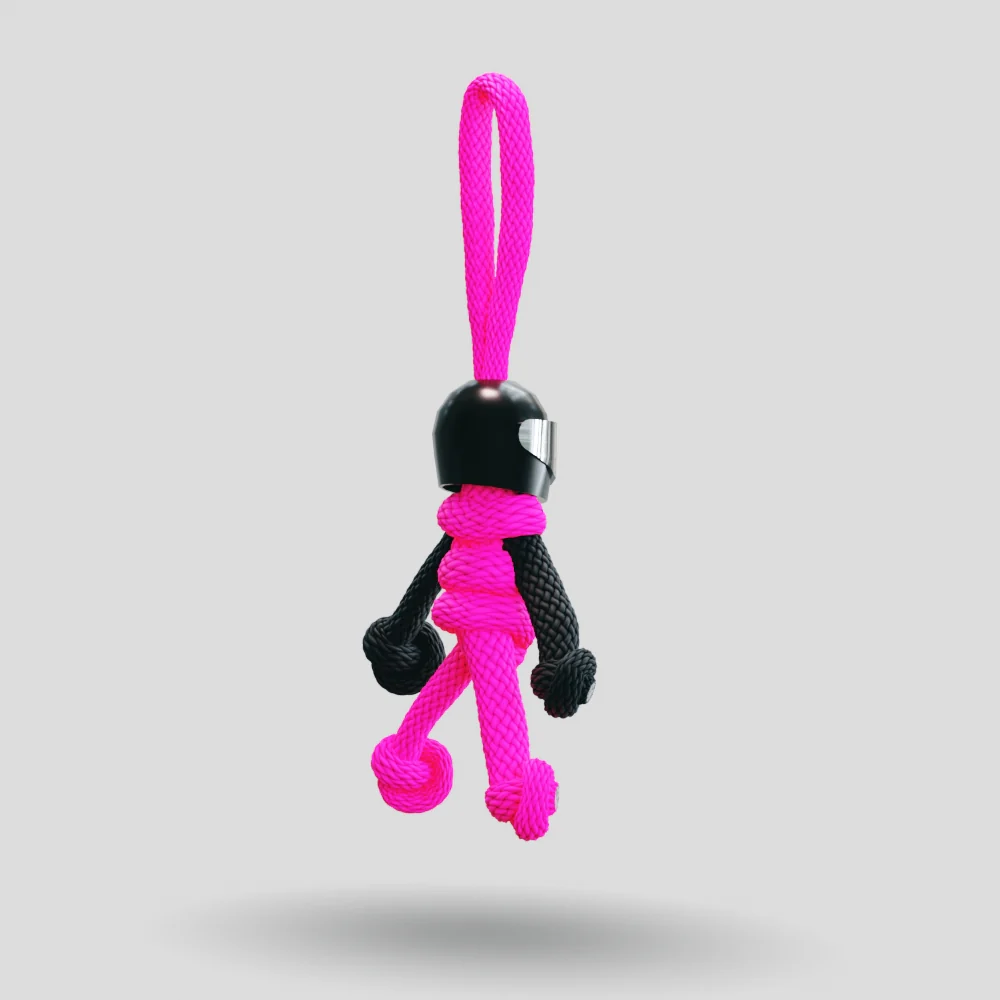 Black Hot Pink Biker Buddy Paracord Keychain - Image 17