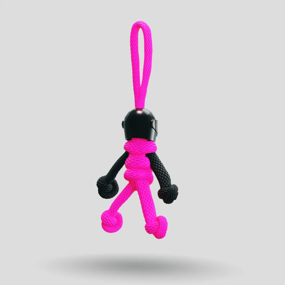 Black Hot Pink Biker Buddy Paracord Keychain - Image 19