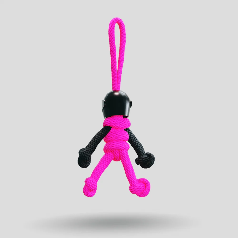 Black Hot Pink Biker Buddy Paracord Keychain - Image 24