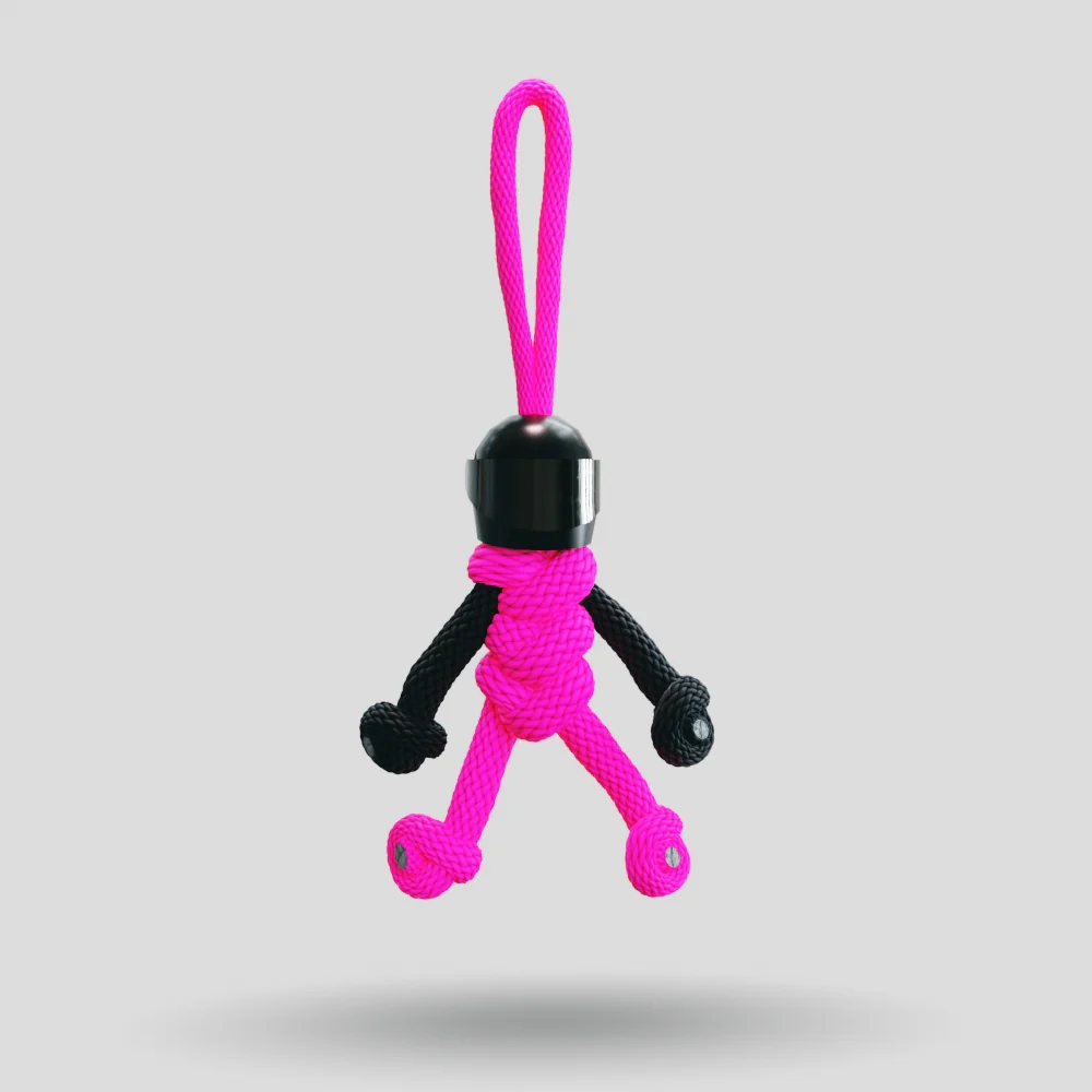Black Hot Pink Biker Buddy Paracord Keychain - Image 3