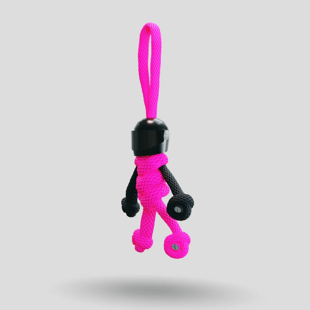 Black Hot Pink Biker Buddy Paracord Keychain - Image 37