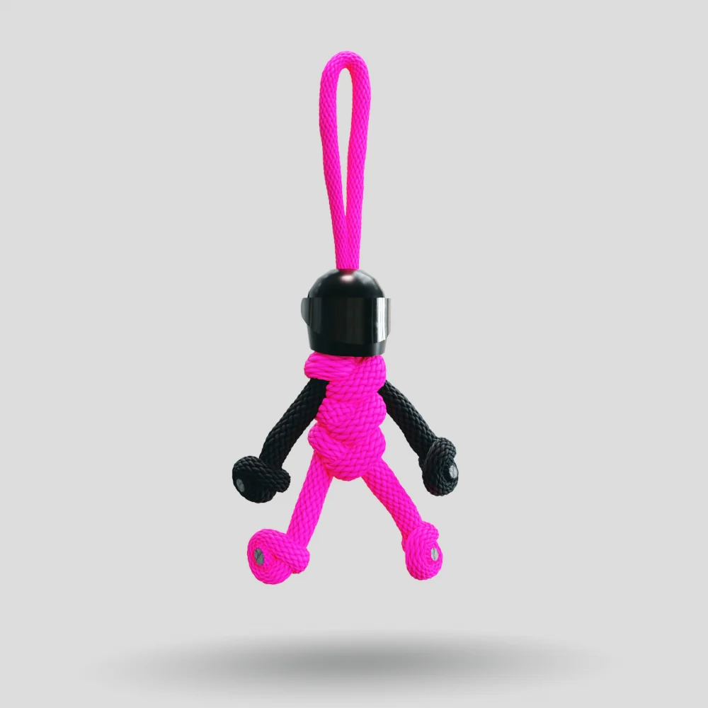 Black Hot Pink Biker Buddy Paracord Keychain - Image 4