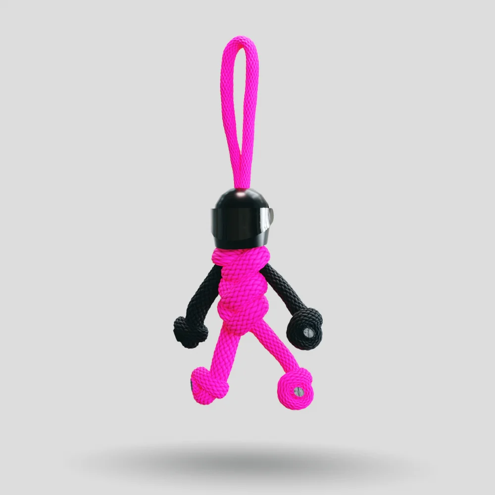 Black Hot Pink Biker Buddy Paracord Keychain - Image 40