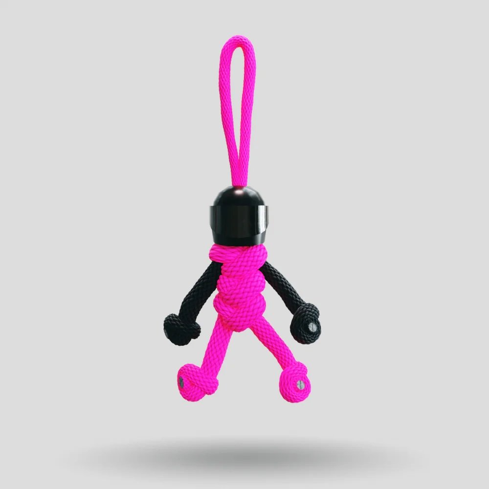 Black Hot Pink Biker Buddy Paracord Keychain - Image 42