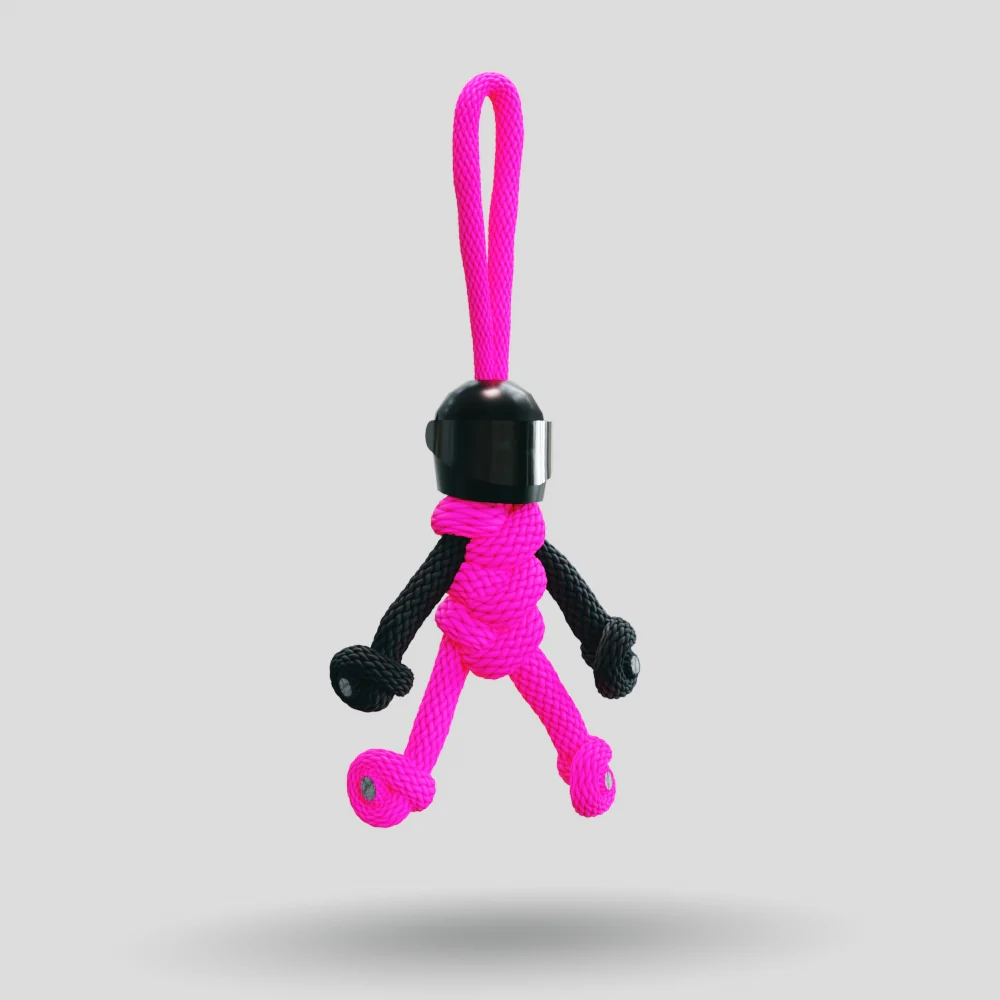 Black Hot Pink Biker Buddy Paracord Keychain - Image 5