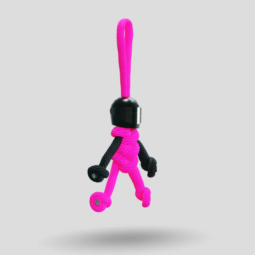 Black Hot Pink Biker Buddy Paracord Keychain - Image 7