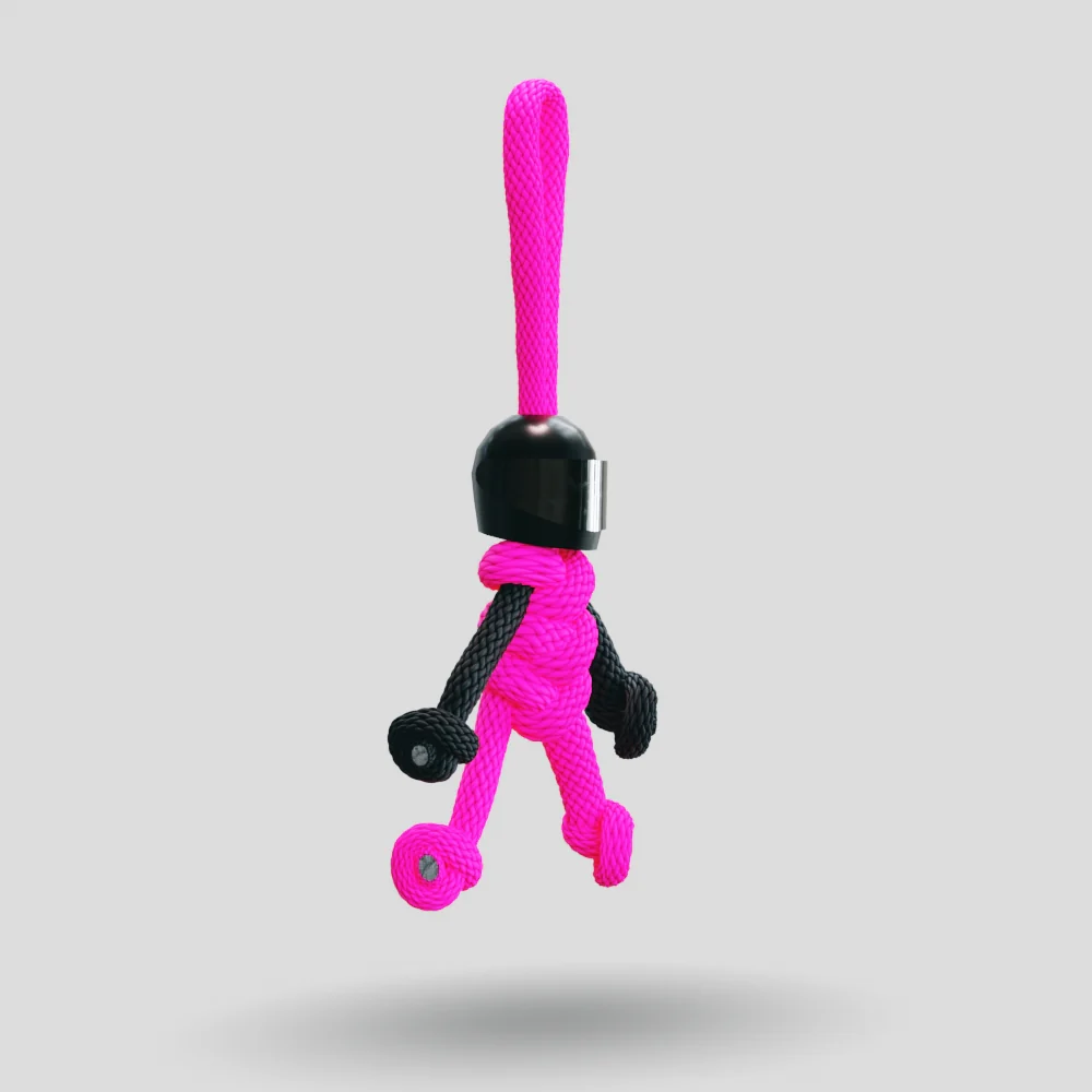 Black Hot Pink Biker Buddy Paracord Keychain - Image 8
