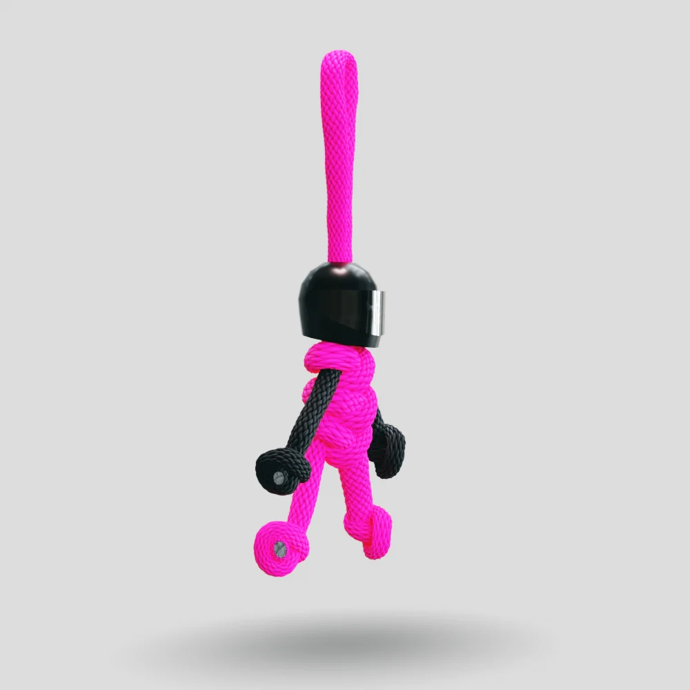 Black Hot Pink Biker Buddy Paracord Keychain - Image 9