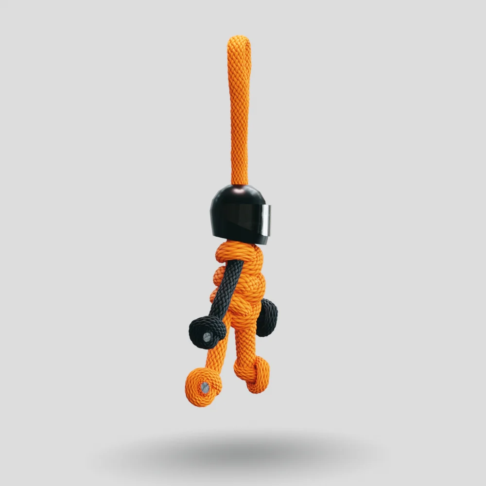 Black Orange Biker Buddy Paracord Keychain - Image 10
