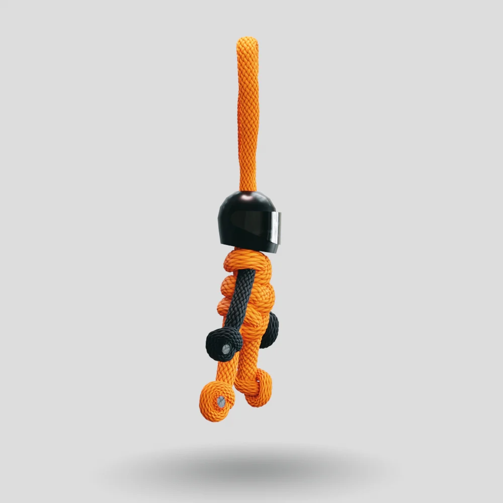 Black Orange Biker Buddy Paracord Keychain - Image 11