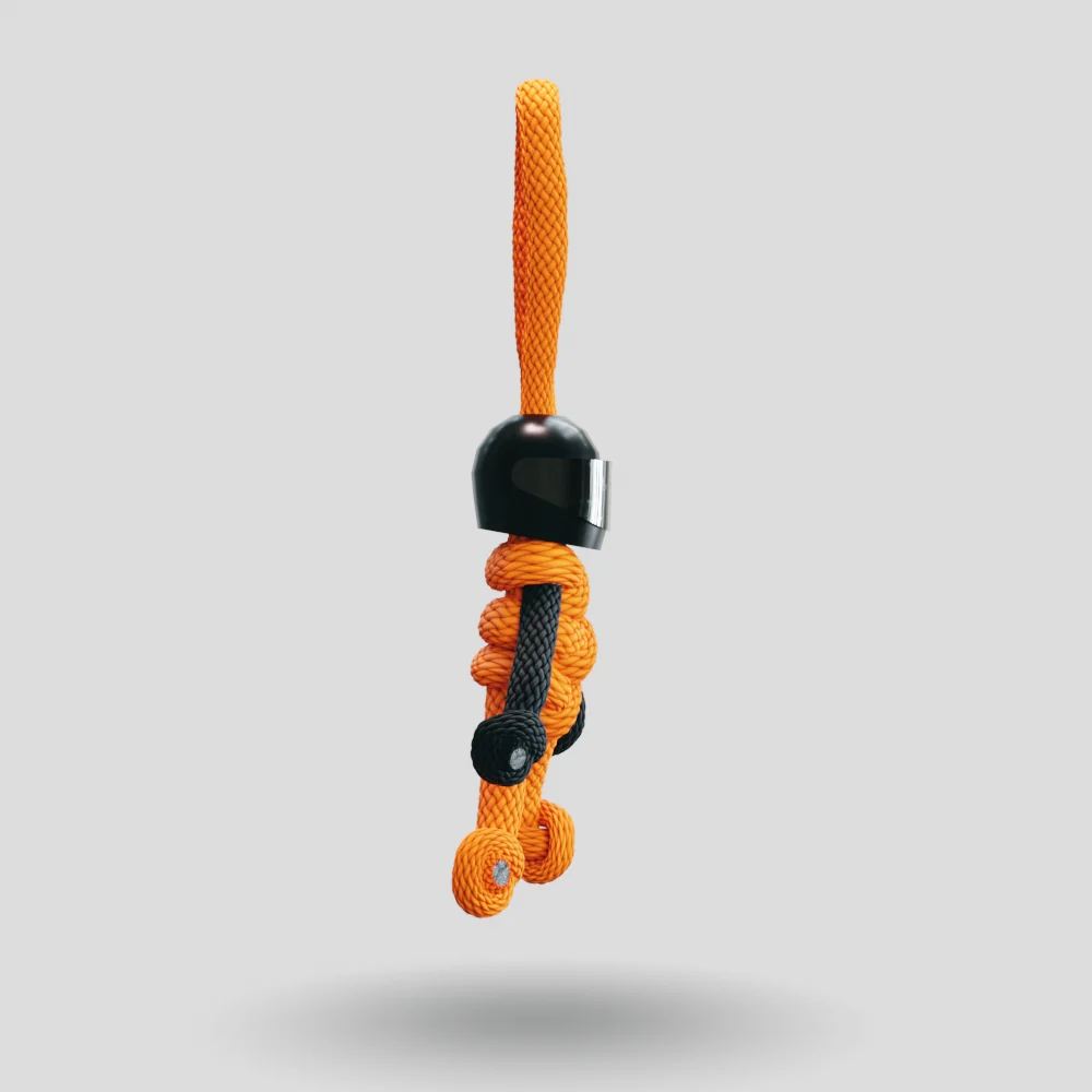 Black Orange Biker Buddy Paracord Keychain - Image 12