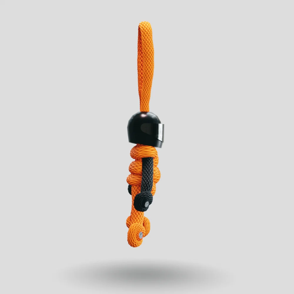 Black Orange Biker Buddy Paracord Keychain - Image 13