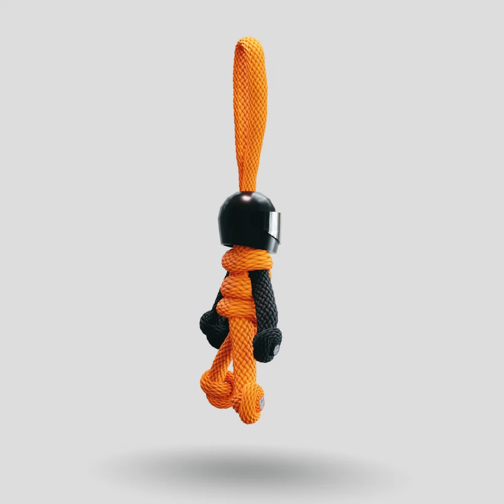 Black Orange Biker Buddy Paracord Keychain - Image 15