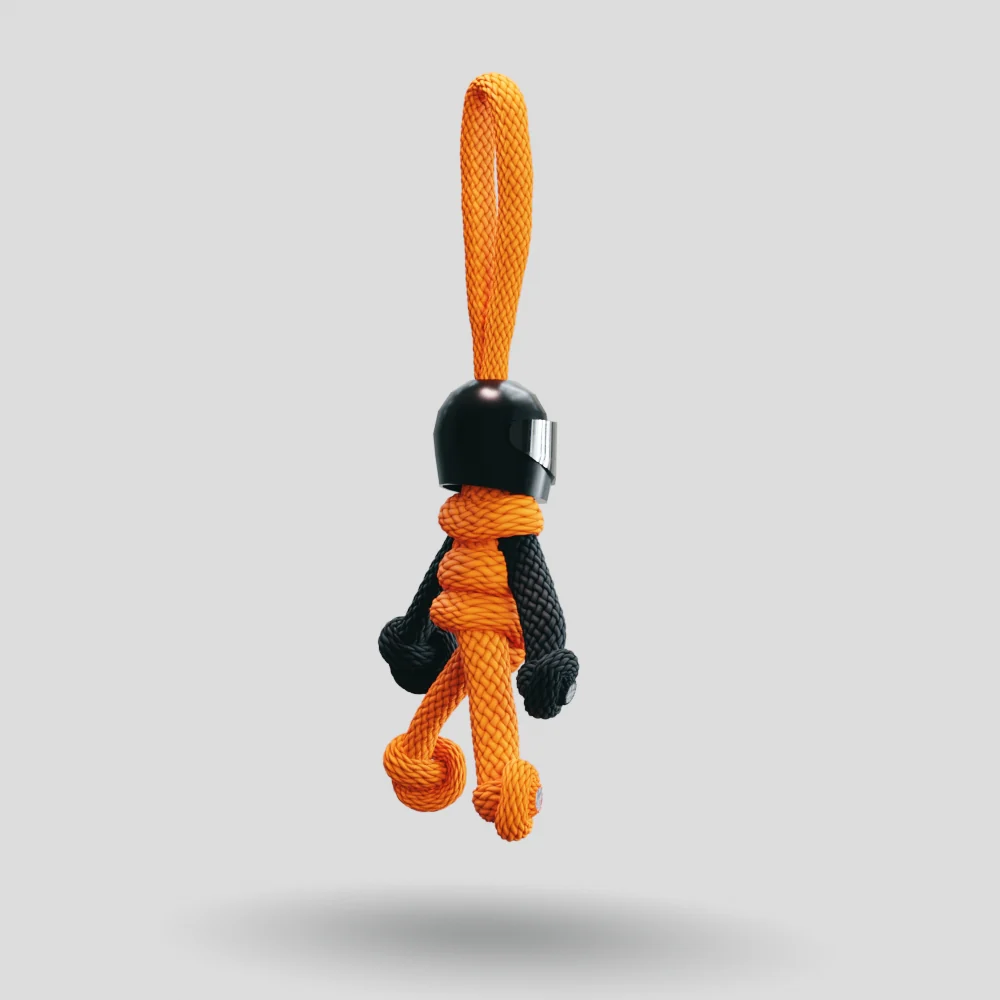 Black Orange Biker Buddy Paracord Keychain - Image 16