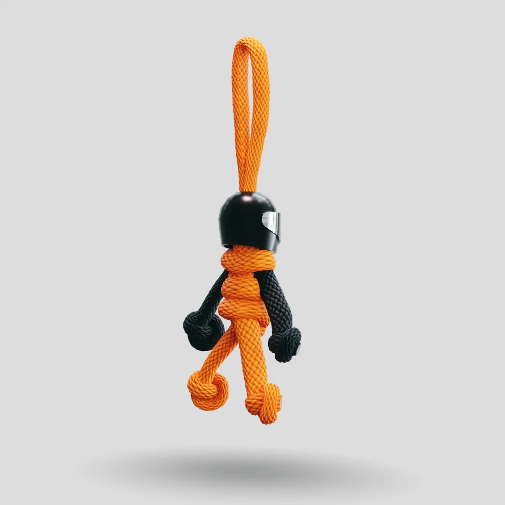 Black Orange Biker Buddy Paracord Keychain - Image 17