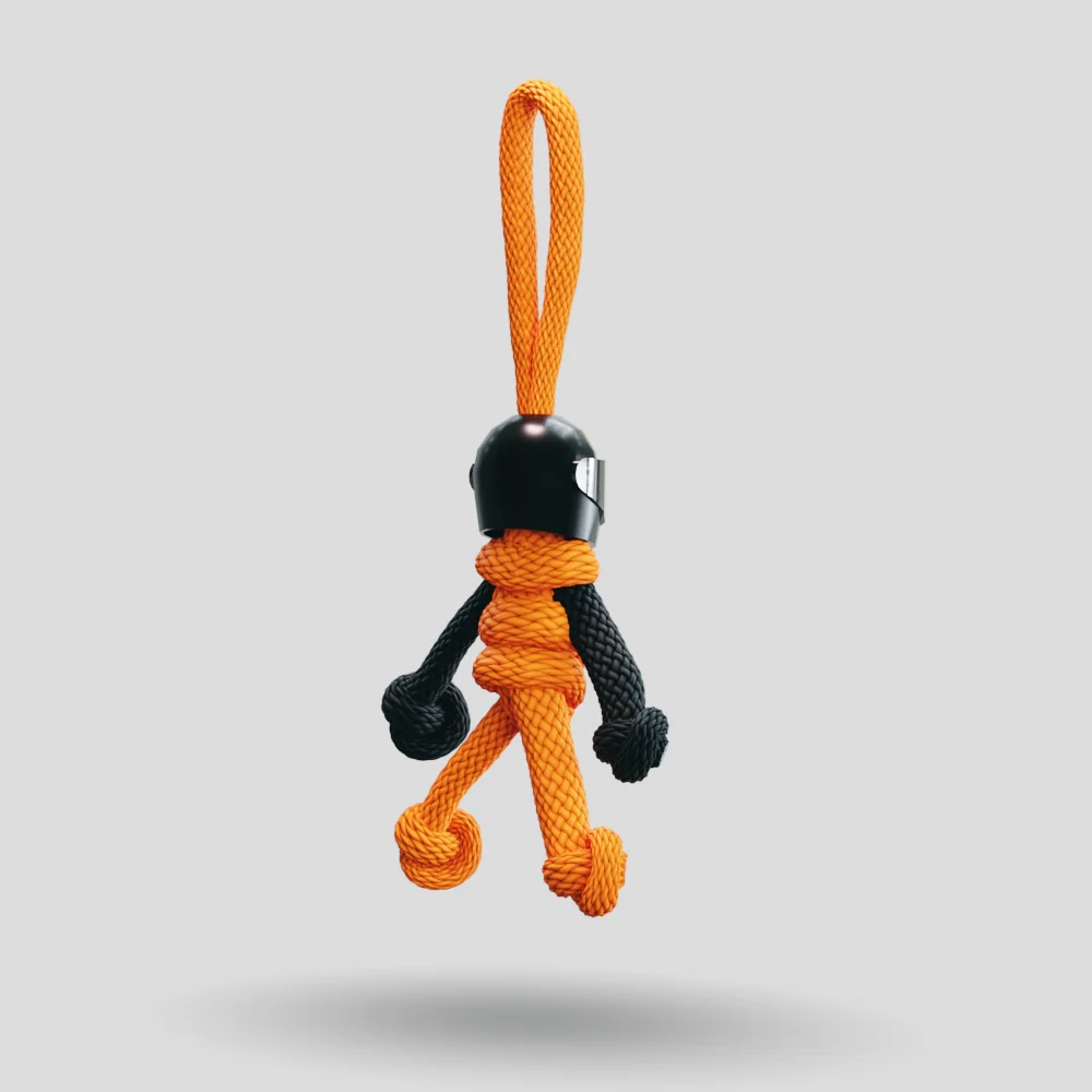 Black Orange Biker Buddy Paracord Keychain - Image 18