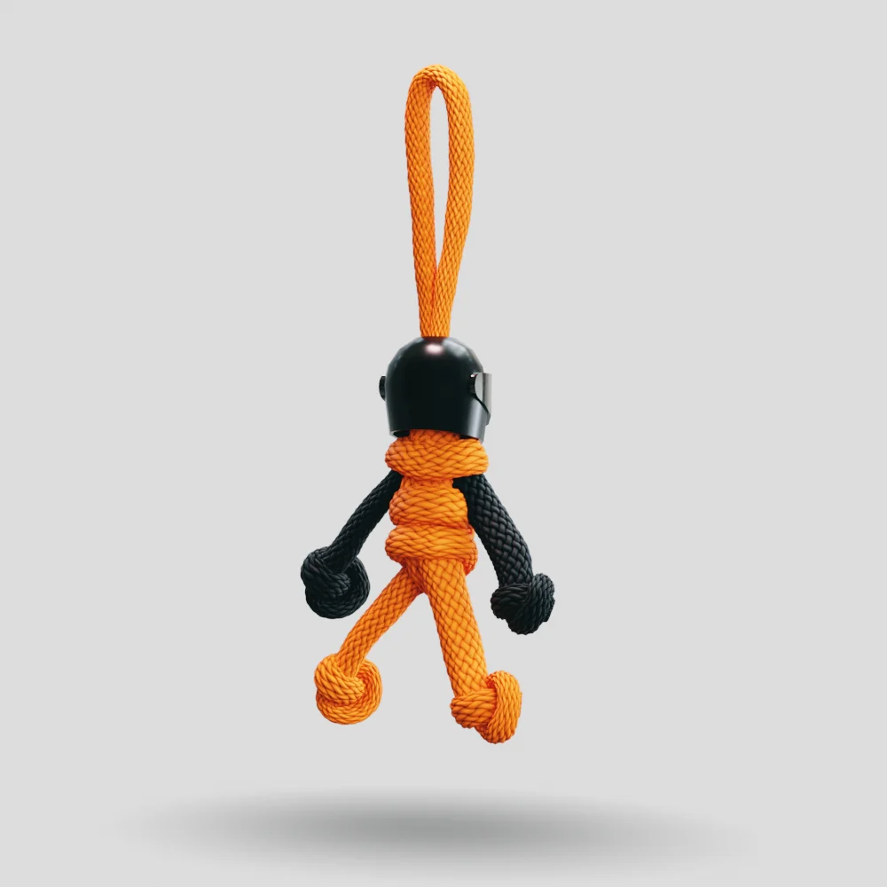 Black Orange Biker Buddy Paracord Keychain - Image 19