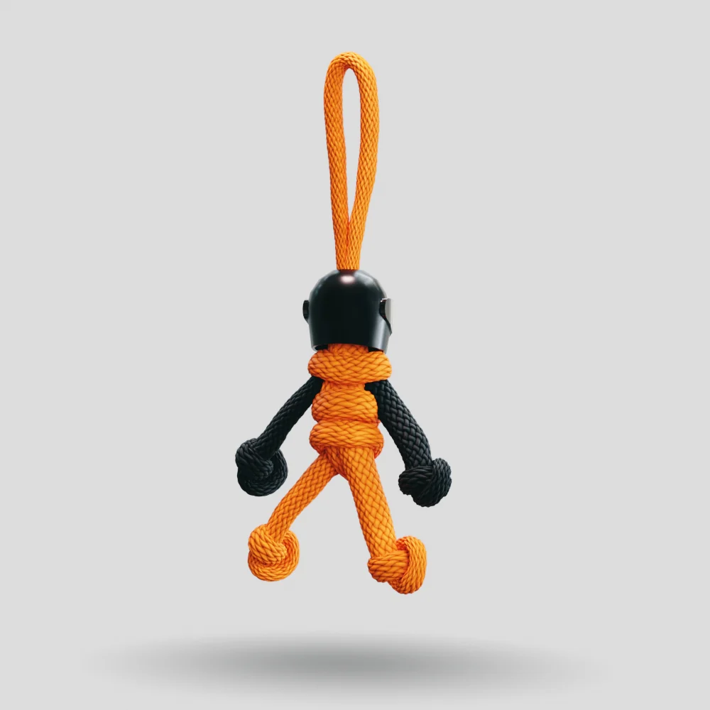 Black Orange Biker Buddy Paracord Keychain - Image 20