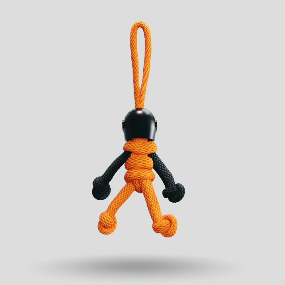 Black Orange Biker Buddy Paracord Keychain - Image 22