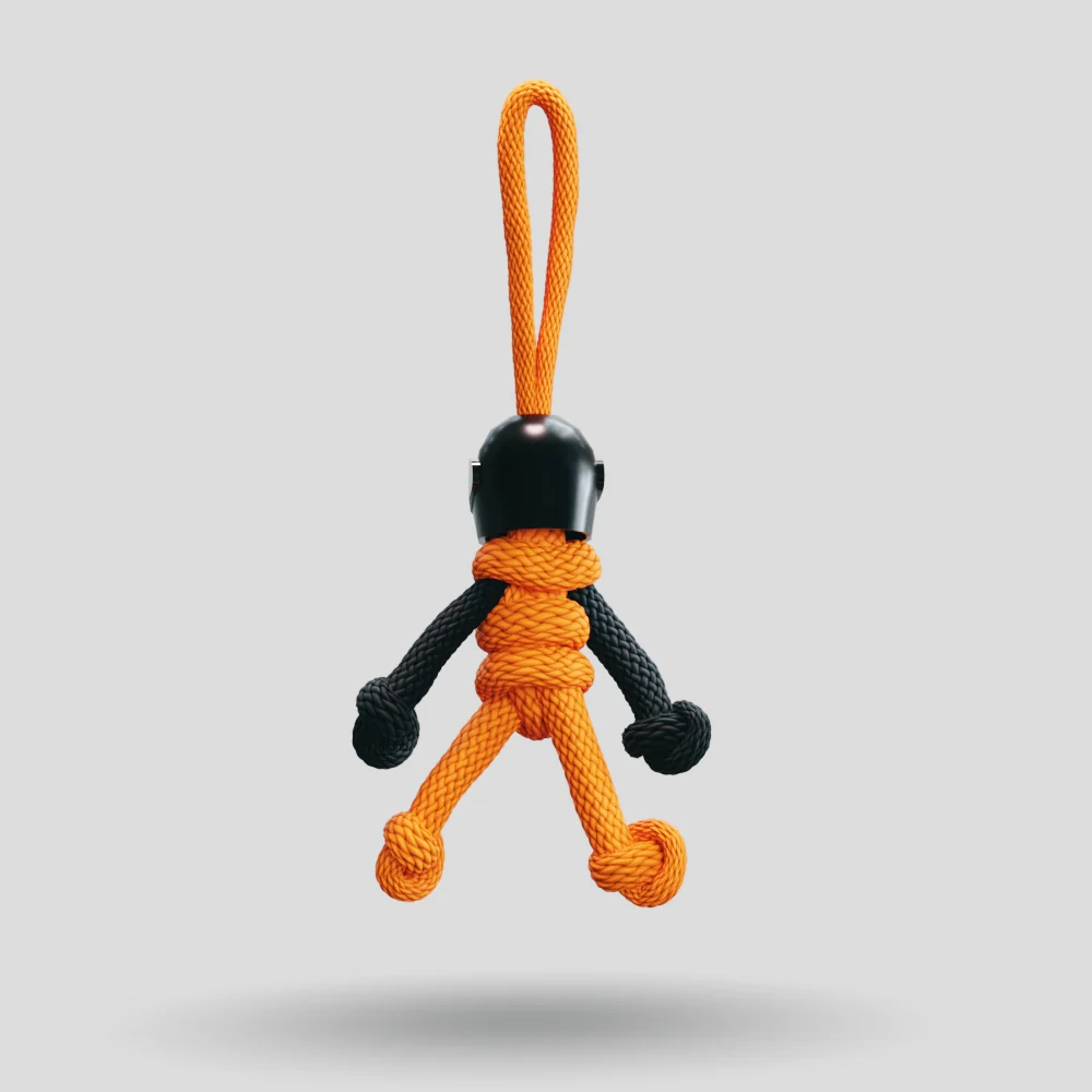 Black Orange Biker Buddy Paracord Keychain - Image 23