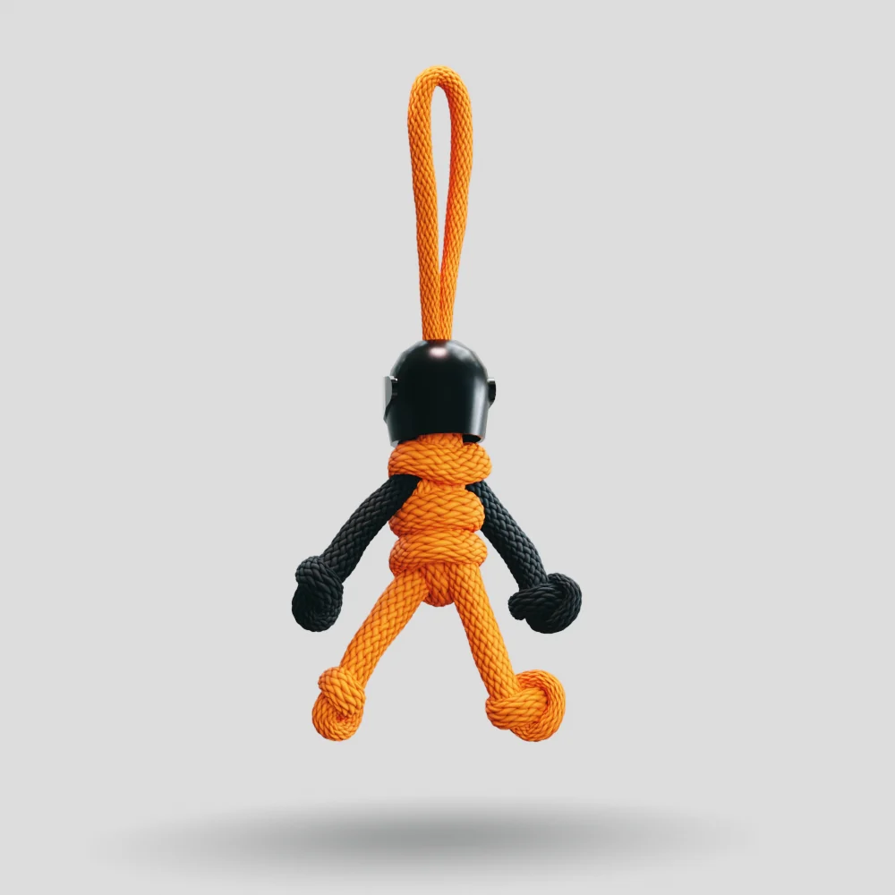 Black Orange Biker Buddy Paracord Keychain - Image 24