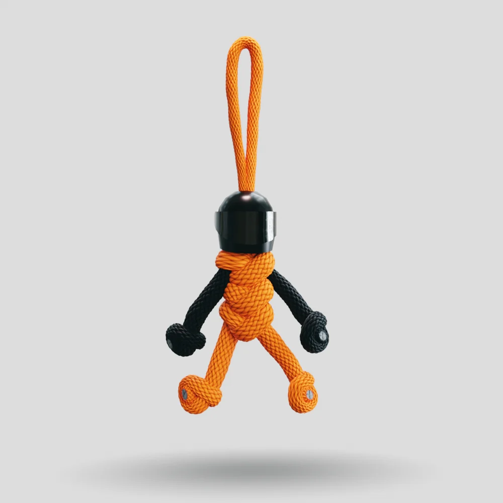 Black Orange Biker Buddy Paracord Keychain - Image 3