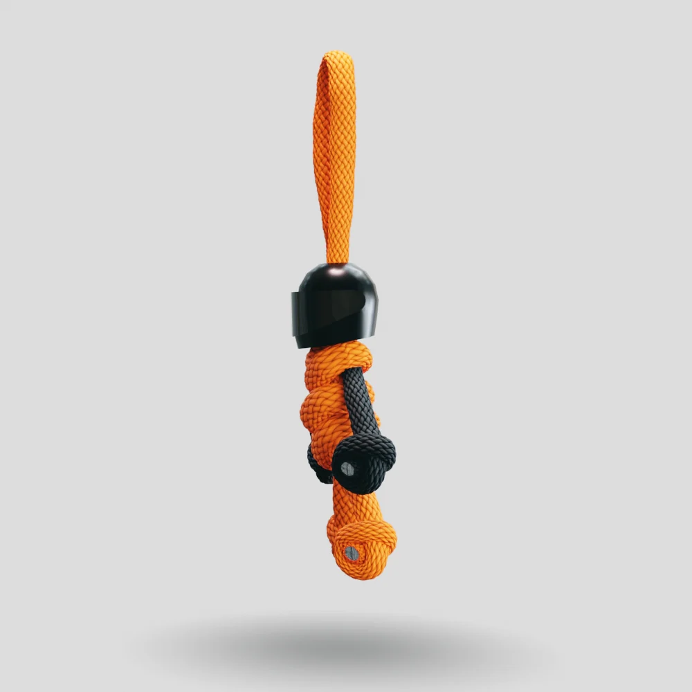 Black Orange Biker Buddy Paracord Keychain - Image 34